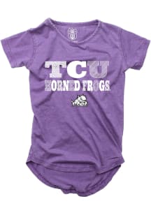 TCU Horned Frogs Girls Purple Burn Out Short Sleeve Fashion T-Shirt