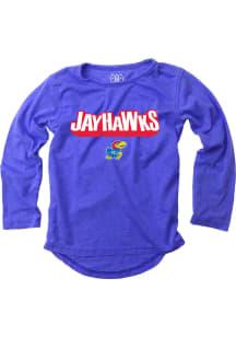 Kansas Jayhawks Girls Blue Hi-Lo Long Sleeve T-shirt