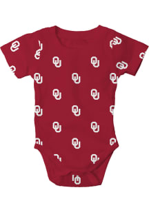 Oklahoma Sooners Baby White All Over Print Short Sleeve One Piece