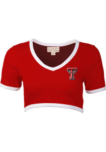 Texas Tech Red Raiders Womens Red Cropped Ringer Short Sleeve T-Shirt