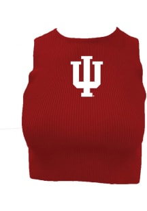 Wes and Willy Indiana Hoosiers Womens Crimson Cropped Ribbed Tank Top