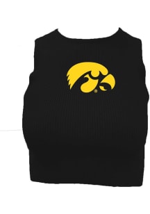 Womens Iowa Hawkeyes Black Wes and Willy Cropped Ribbed Tank Top