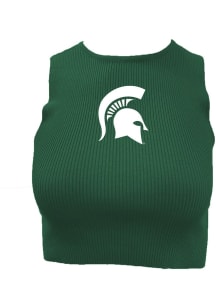 Womens Michigan State Spartans Green Wes and Willy Cropped Ribbed Tank Top