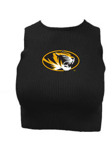 Wes and Willy Missouri Tigers Womens Black Cropped Ribbed Tank Top