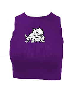 Wes and Willy TCU Horned Frogs Womens Purple Cropped Ribbed Tank Top