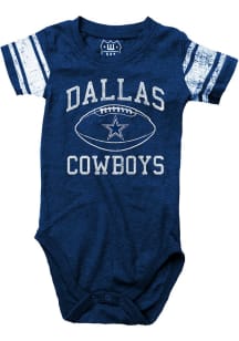 Wes and Willy Dallas Cowboys Baby Navy Blue #1 Football Short Sleeve One Piece