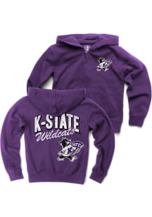 K-State Wildcats Youth Purple ZIP UP FLEECE Long Sleeve Full Zip Jacket