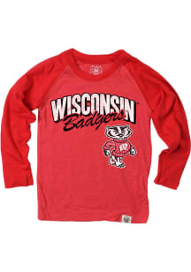Wisconsin Badgers Boys Red Boys Blend LS Raglan Long Sleeve T-Shirt