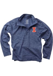 Youth Illinois Fighting Illini Navy Blue Wes and Willy Cloudy Yarn Long Sleeve Quarter Zip