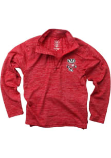 Youth Wisconsin Badgers Red Wes and Willy Cloudy Yarn Long Sleeve Quarter Zip