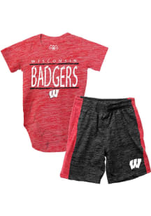 Wes and Willy Wisconsin Badgers Infant Red Contrast Set Top and Bottom