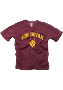 Arizona State Sun Devils Youth Maroon Vintage Arch Mascot Short Sleeve T-Shirt