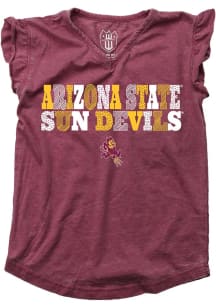 Arizona State Sun Devils Girls Maroon Multi Font Short Sleeve Fashion T-Shirt