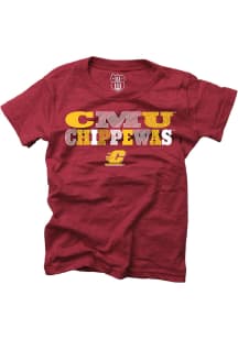 Central Michigan Chippewas Girls Maroon Multi Font Short Sleeve Fashion T-Shirt