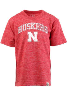 Nebraska Cornhuskers Youth Red Vintage Arch Mascot Short Sleeve Fashion T-Shirt