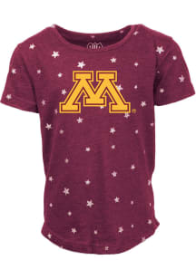 Girls Minnesota Golden Gophers Maroon Wes and Willy Shimmer Short Sleeve Fashion T-Shirt