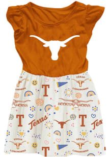 Wes and Willy Texas Longhorns Toddler Girls Burnt Orange Princess Short Sleeve Dress