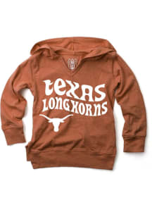 Wes and Willy Texas Longhorns Girls Burnt Orange Wave Font Long Sleeve Hooded Sweatshirt