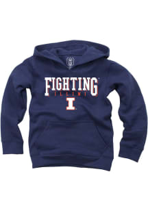 Illinois Fighting Illini Boys Navy Blue Name Drop Long Sleeve Hooded Sweatshirt
