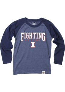 Illinois Fighting Illini Boys Navy Blue Name Drop Long Sleeve T-Shirt