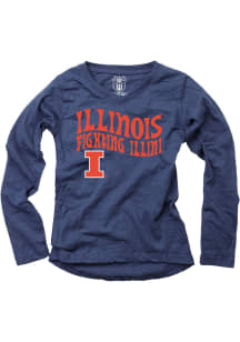 Illinois Fighting Illini Girls Navy Blue Wave Long Sleeve T-shirt