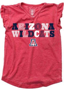 Arizona Wildcats Toddler Girls Red Ruffle Multi Font Short Sleeve T-Shirt
