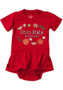 Baby Ohio State Buckeyes Red Wes and Willy Jersey Floral Short Sleeve One Piece