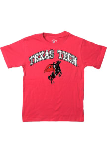 Wes and Willy Texas Tech Red Raiders Boys Red Jersey Vintage Arch Mascot Short Sleeve T-Shirt