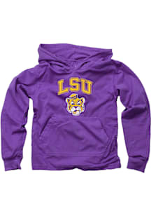 Wes and Willy LSU Tigers Boys Purple Jersey Vintage Arch Long Sleeve Hooded Sweatshirt