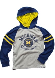 Toddler Michigan Wolverines Navy Blue Wes and Willy Raglan Hooded Long Sleeve T-Shirt