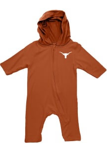 Wes and Willy Texas Longhorns Baby Burnt Orange Sun Hood Long Sleeve One Piece