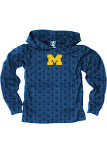 Wes and Willy Michigan Wolverines Youth Blue All Over Print Long Sleeve Hoodie