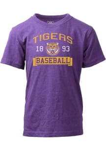 LSU Tigers Boys Purple Arch Baseball Short Sleeve T-Shirt