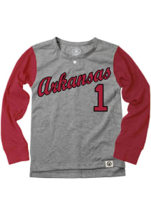 Arkansas Razorbacks Toddler Grey Baseball Script Long Sleeve T-Shirt