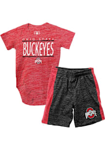Infant Ohio State Buckeyes Red Wes and Willy Contrast Top and Bottom Set
