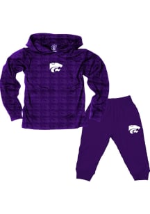 Wes and Willy K-State Wildcats Infant Purple All Over Print Set Top and Bottom