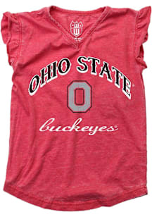 Wes and Willy Ohio State Buckeyes Toddler Girls Red Burn Out Short Sleeve Fashion T-Shirt