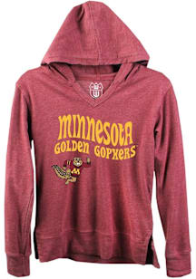 Wes and Willy Minnesota Golden Gophers Girls Maroon Burn Out Long Sleeve Hooded Sweatshirt
