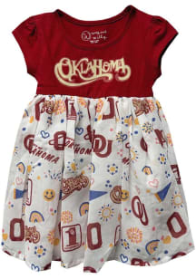 Wes and Willy Oklahoma Sooners Toddler Girls Cardinal Vault Princess Short Sleeve Dress