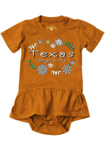 Wes and Willy Texas Longhorns Baby Burnt Orange Peplum Short Sleeve One Piece