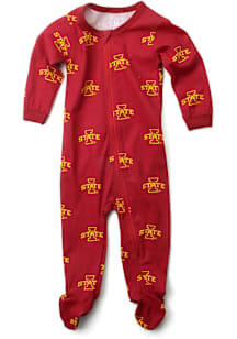 Wes and Willy Iowa State Cyclones Baby Cardinal All Over Footie Loungewear One Piece Pajamas