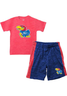 Wes and Willy Kansas Jayhawks Boys Blue Cloudy Yarn Shorts