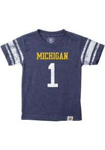 Boys Michigan Wolverines Blue Wes and Willy Football Jersey Short Sleeve T-Shirt