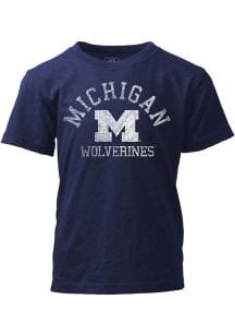 Boys Michigan Wolverines Blue Wes and Willy Pigment Dyed Short Sleeve T-Shirt