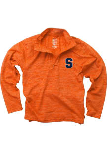 Wes and Willy Syracuse Orange Youth Orange Cloudy Yarn Long Sleeve Quarter Zip Shirt