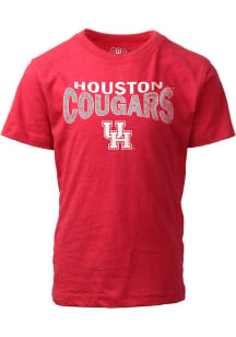 Wes and Willy Houston Cougars Boys Red Blend Short Sleeve T-Shirt