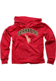 Boys Maryland Terrapins Red Wes and Willy Jersey Long Sleeve Hooded Sweatshirt