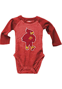 Wes and Willy Iowa State Cyclones Baby Cardinal Raglan Mascot Long Sleeve One Piece