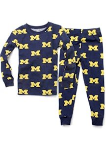 Wes and Willy Michigan Wolverines Boys All Over Print PJ Set - Blue