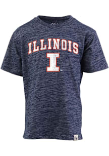 Wes and Willy Illinois Fighting Illini Toddler Navy Blue Cloudy Yarn Vintage Arch Short Sleeve T-S..